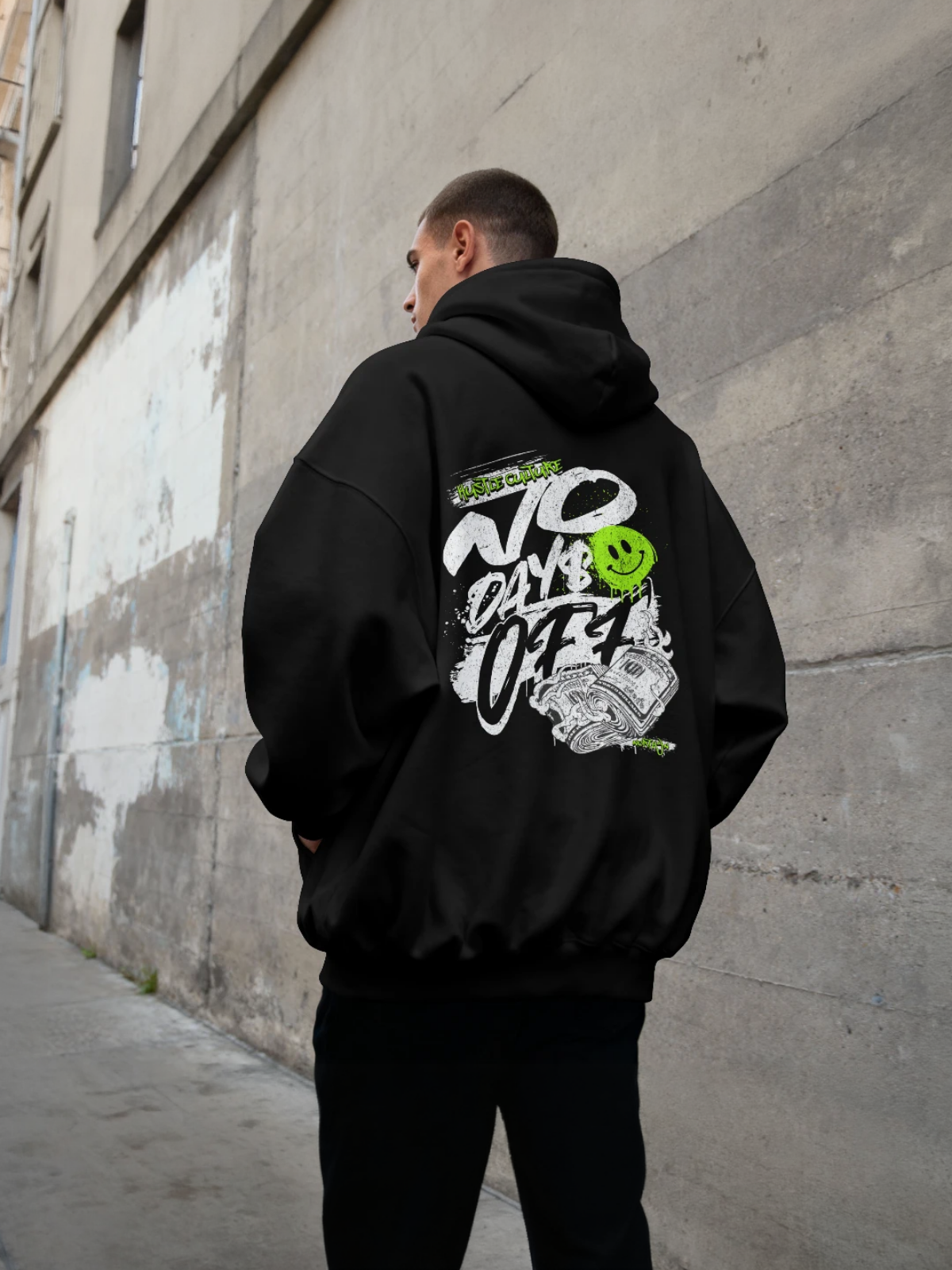 No Days Off Printed Oversized Premium Hoodie