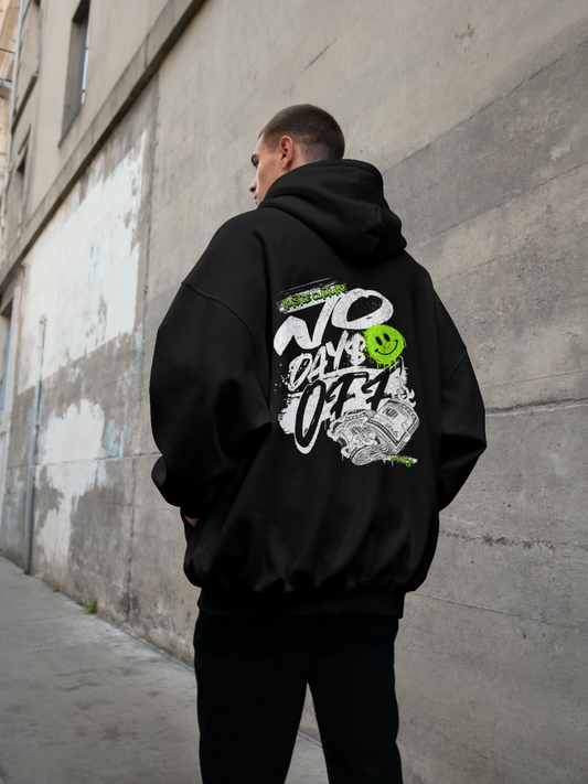 No Days Off Printed Oversized Premium Hoodie
